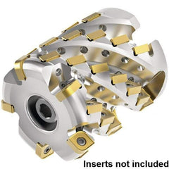 Kennametal - 84 Inserts, 3" Cut Diam, 1-1/4" Arbor Diam, 4.236" Max Depth of Cut, Indexable Square-Shoulder Face Mill - 0° Lead Angle, 5" High, SNHJ1004.. Insert Compatibility, Through Coolant, Series HARVI Ultra 8X - Eagle Tool & Supply