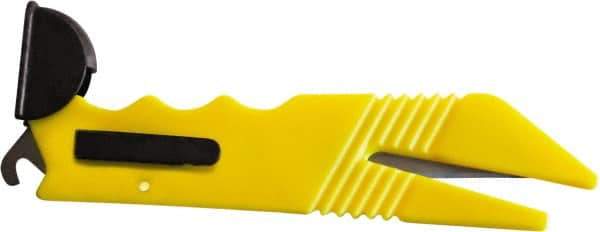 ICT - Fixed Safety Utility Knife - 1" Stainless Steel Blade, Yellow ABS Handle, 2 Blades Included - Eagle Tool & Supply