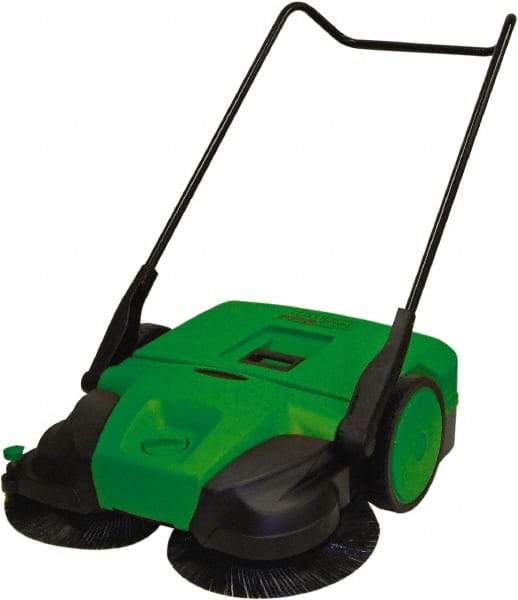 Bissell - 38" Sweeping Width, Triple Brush Walk Behind Sweeper - Manual Push, 1.76 Cu Ft Capacity - Eagle Tool & Supply