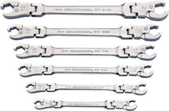 GearWrench - 6 Piece, 9mm to 21mm, Flare Nut Wrench Set - Metric Measurement Standard, Chrome Finish - Eagle Tool & Supply