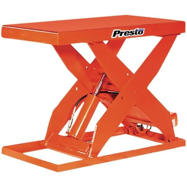 Presto Lifts - 2,000 Lb Capacity Hydraulic Scissor Lift - 7-1/4" to 43" Lift Height, 48" Platform Length x 24" Platform Width, 24" OAL - Eagle Tool & Supply