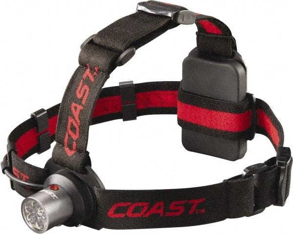 Coast Cutlery - White, Red LED Bulb, 145 Lumens, Hands-free Flashlight - Black, Red Plastic Body, 3 AAA Batteries Included - Eagle Tool & Supply