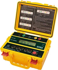 Extech - 0.002 to 2 k Ohm, LCD Display Earth Ground Resistance Tester - AA Battery, 2 mA Current, 820 Hz - Eagle Tool & Supply