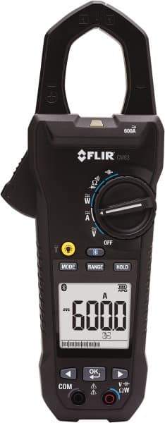 FLIR - CM83, CAT IV, Digital True RMS Wireless Clamp Meter with 1.45" Clamp On Jaws - 1000 VAC/VDC, 600 AC/DC Amps, Measures Voltage, Capacitance, Current, Frequency, Resistance - Eagle Tool & Supply