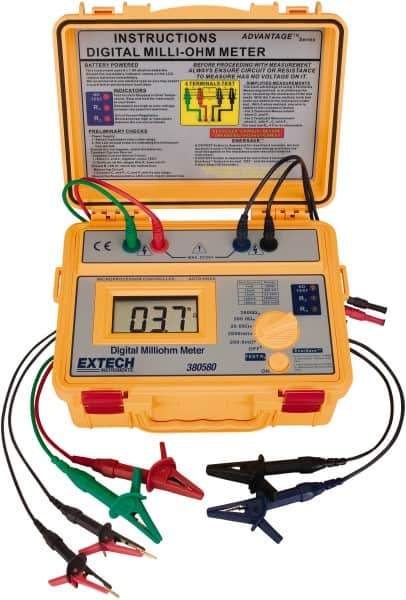 Extech - Digital LCD Display, 0.002 Megohm Electrical Insulation Resistance Tester & Megohmmeter - Powered by AA Battery - Eagle Tool & Supply