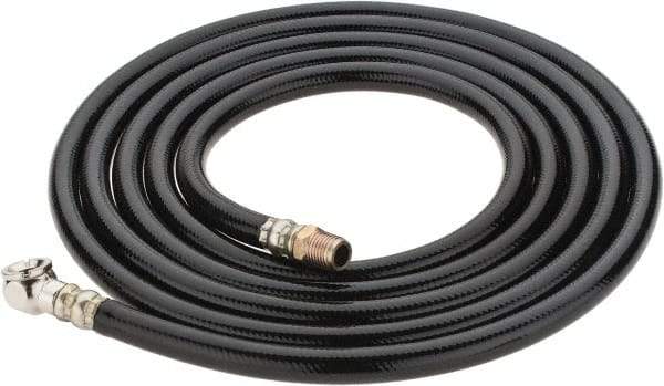 PRO-SOURCE - 1/4" ID x 1/2" OD 10' Long Air Tank Hose - Tire Chuck Ends, 300 Working psi, 158°, 1/4" Fitting, Black - Eagle Tool & Supply