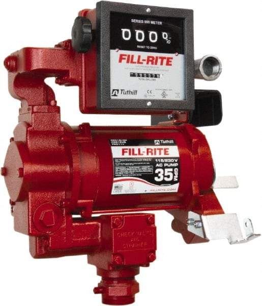 Tuthill - 35 GPM, 1" Hose Diam, Gasoline, Kerosene & Diesel Fuel AC High Flow Tank Pump Only - Cast Iron Pump, 1-1/4" Inlet, 1" Outlet, 115/230 Volts, 3/4 hp - Eagle Tool & Supply