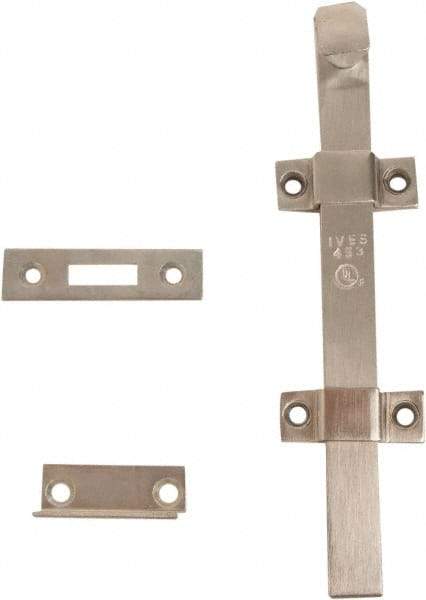 IVES - 8 Inch Long, 1 Inch Wide, Surface Bolt - Steel, Satin Chrome Finish - Eagle Tool & Supply