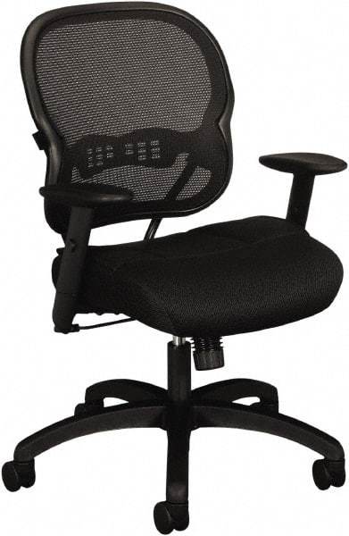 Basyx - 41-3/4" High Mid Back Chair - 27-3/8" Wide x 26-3/8" Deep, Padded Mesh Seat, Black - Eagle Tool & Supply