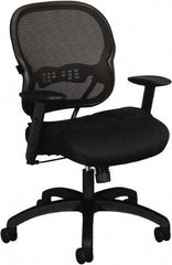 Basyx - 41-3/4" High Mid Back Chair - 27-3/8" Wide x 26-3/8" Deep, Padded Mesh Seat, Black - Eagle Tool & Supply