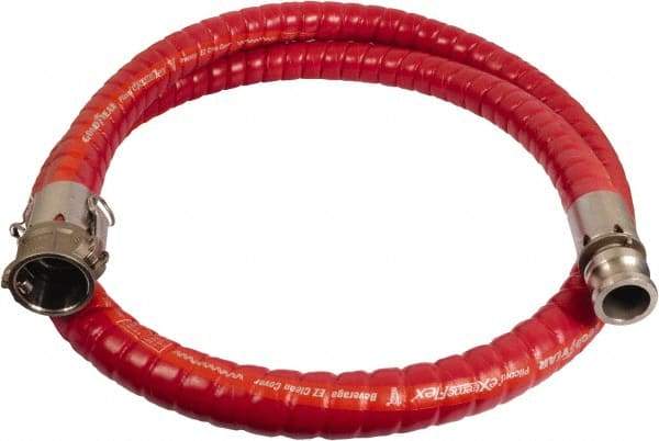 Continental ContiTech - 1" Inside x 1.52" Outside Diam, 220°F, Male x Female Camlock Food & Beverage Hose - 2" Bend Radius, Red, 10' Long, 250 Max psi, 29 Vacuum Rating - Eagle Tool & Supply