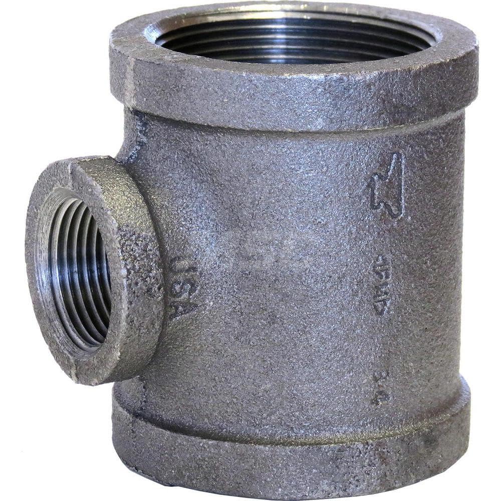 Black Tee: 1-1/4 x 3/4 x 3/4″, 150 psi, Threaded Malleable Iron, Galvanized Finish, Class 150