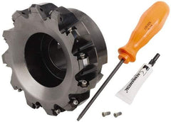 Kennametal - 5" Cut Diam, 1-1/2" Arbor Hole, 4.45mm Max Depth of Cut, 30° Indexable Chamfer & Angle Face Mill - 12 Inserts, HNGJ 0604... Insert, Right Hand Cut, 12 Flutes, Through Coolant, Series Dodeka Mini HD - Eagle Tool & Supply
