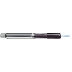 Guhring - #12-24 UNC 2B 4 Flute TiAlN Finish High Speed Steel Straight Flute Standard Hand Tap - Modified Bottoming, Right Hand Thread, 80mm OAL, H3/H4 Limit, Through Coolant - Exact Industrial Supply