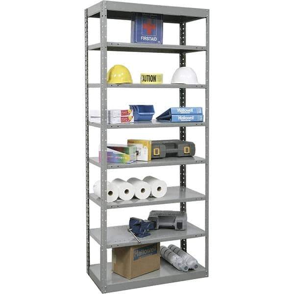 Hallowell - 8 Shelf Starter Heavy-Duty Open Steel Shelving - 800 Lb Capacity, 36" Wide x 87" High x 24" Deep, Gray - Eagle Tool & Supply