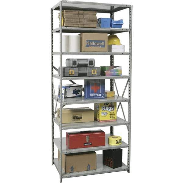 Hallowell - 8 Shelf Starter Extra Heavy-Duty Open Steel Shelving - 1 Lb Capacity, 36" Wide x 87" High x 18" Deep, Gray - Eagle Tool & Supply