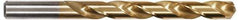 Hertel - Letter T 135° High Speed Steel Jobber Drill - TiN Finish, Right Hand Cut, Spiral Flute, Straight Shank, 4-7/8" OAL, Split Point - Eagle Tool & Supply