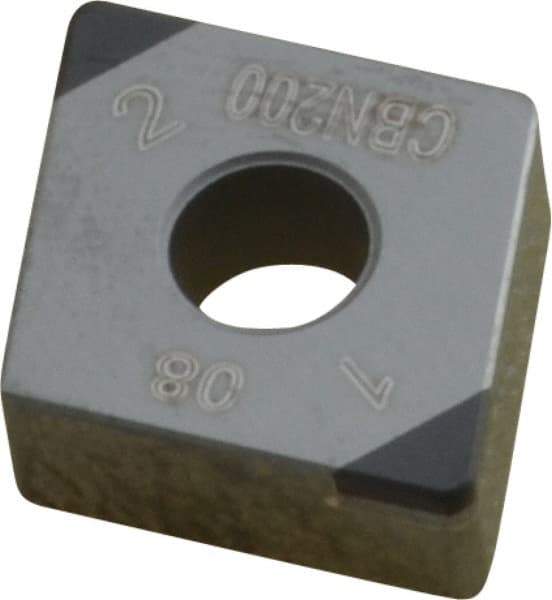 Seco - CNGA432 L1-B Grade CBN200 PCBN Turning Insert - Uncoated, 80° Diamond, 1/2" Inscr Circle, 3/16" Thick, 1/32" Corner Radius - Eagle Tool & Supply