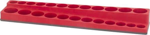 Value Collection - 24 Piece Capacity Magnetic Deep & Shallow Socket Holder - 3/8" Drive, Red - Eagle Tool & Supply