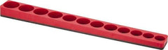 Made in USA - 12 Piece Capacity Magnetic Shallow Socket Holder - 3/8" Drive, Red - Eagle Tool & Supply