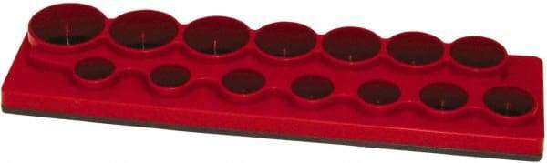Made in USA - 12 Piece Capacity Magnetic Shallow Socket Holder - 1/2" Drive, Red - Eagle Tool & Supply