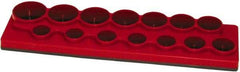 Made in USA - 12 Piece Capacity Magnetic Shallow Socket Holder - 1/2" Drive, Red - Eagle Tool & Supply