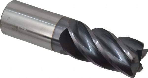 Accupro - 1", 5 Flute, Single End, Solid Carbide, 0.09" Corner Radius End Mill - 4" OAL, Right Hand Flute, 2" LOC, Right Hand Cut - Eagle Tool & Supply