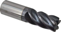 Accupro - 1", 5 Flute, Single End, Solid Carbide, 0.09" Corner Radius End Mill - 4" OAL, Right Hand Flute, 2" LOC, Right Hand Cut - Eagle Tool & Supply