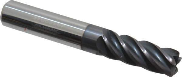 Accupro - 3/8", 5 Flute, Single End, Solid Carbide, 0.045" Corner Radius End Mill - 2-1/2" OAL, Right Hand Flute, 1" LOC, Right Hand Cut - Eagle Tool & Supply