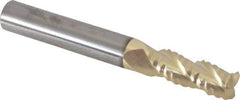Accupro - 5/16" Diam, Coarse Pitch, 3/4" LOC, 3 Flute Solid Carbide 0.045" Corner Radius Roughing End Mill - ZrN Finish, 2-1/2" OAL, 5/16" Shank Diam, Single End, Centercutting, 30° Helix - Eagle Tool & Supply