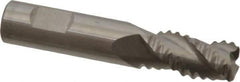 Accupro - 3/8" Diam, Coarse Pitch, 5/8" LOC, 3 Flute Solid Carbide 0.06" Corner Radius Roughing End Mill - Uncoated, 2" OAL, 3/8" Shank Diam, Single End, Centercutting, 30° Helix - Eagle Tool & Supply