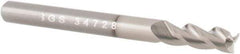 SGS - 1/2", 2" LOC, 1/2" Shank Diam, 4" OAL, 3 Flute, Solid Carbide Square End Mill - Single End, TiB2 Finish, Spiral Flute, 38° Helix, Right Hand Cut, Right Hand Flute, Series 43 - Eagle Tool & Supply