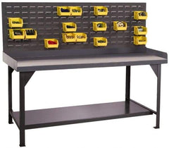 Durham - 72 Wide x 30" Deep x 47" High, Cold-Rolled Steel Workbench with Louvered Panel - Flat Top, Rounded Edge, Fixed Legs With Pre-Drill Holes for Anchoring - Eagle Tool & Supply