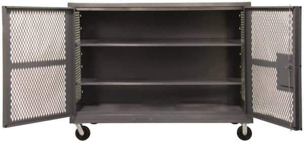 Durham - 2,000 Lb Capacity, 2 Shelf, Mesh Security Truck - 60" Long x 60-1/2" Wide x 56-7/16" High - Eagle Tool & Supply
