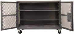 Durham - 2,000 Lb Capacity, 2 Shelf, Mesh Security Truck - 60" Long x 60-1/2" Wide x 56-7/16" High - Eagle Tool & Supply