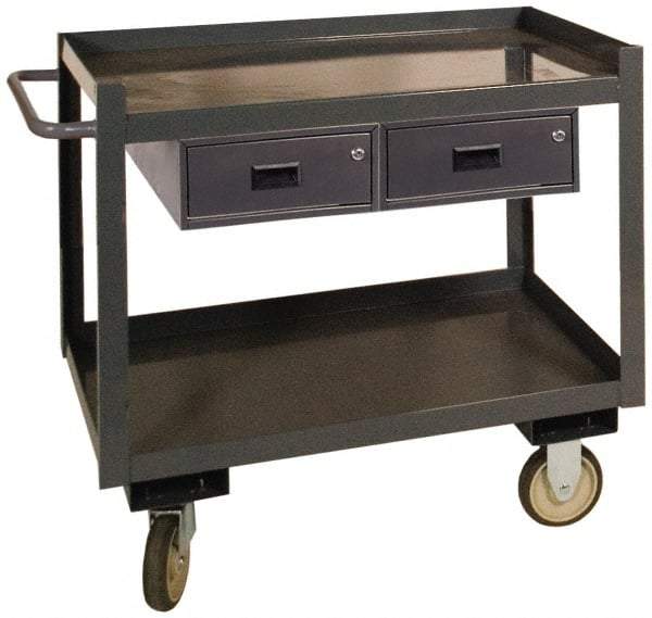 Durham - 1,200 Lb Capacity, 24" Wide x 36" Long x 37-5/8" High Standard Utility Cart - 2 Shelf, Steel - Eagle Tool & Supply