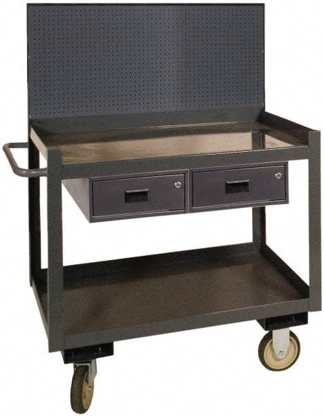 Durham - 1,200 Lb Capacity, 24" Wide x 36" Long x 54-7/8" High Heavy Duty Service Cart - 2 Shelf, Steel - Eagle Tool & Supply