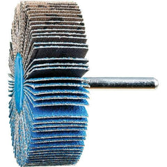 PFERD - 3" Diam x 1" Face Width, Aluminum Oxide Coated Mounted Flap Wheel - 1/4" Shank Mount, 60 Grit, 20,000 Max RPM - Eagle Tool & Supply