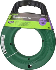 Greenlee - 100 Ft. Long x 1/8 Inch Wide, 0.045 Inch Thick, Stainless Steel Fish Tape - 400 Lb. Pulling Strength, Includes Case - Eagle Tool & Supply