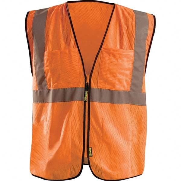 OccuNomix - Size 4X/5X L HI-Vis Orange Mesh Surveyor's High Visibility Vest - Eagle Tool & Supply