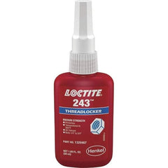 Loctite - 50 mL Bottle, Blue, Medium Strength Liquid Threadlocker - Series 243, 24 hr Full Cure Time, Hand Tool Removal - Eagle Tool & Supply