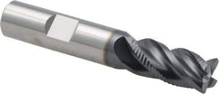 Iscar - 1/2" Diam, 1" LOC, 4 Flute Solid Carbide Roughing & Finishing Corner Chamfer End Mill - TiAlN Finish, 3" OAL, 1/2" Shank Diam, Weldon Shank, 38° Helix, Centercutting, Regular Length - Eagle Tool & Supply