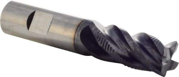 Iscar - 3/4" Diam, 1-1/2" LOC, 4 Flute Solid Carbide Roughing & Finishing Corner Chamfer End Mill - TiAlN Finish, 4" OAL, 3/4" Shank Diam, Weldon Shank, 38° Helix, Non-Centercutting - Eagle Tool & Supply