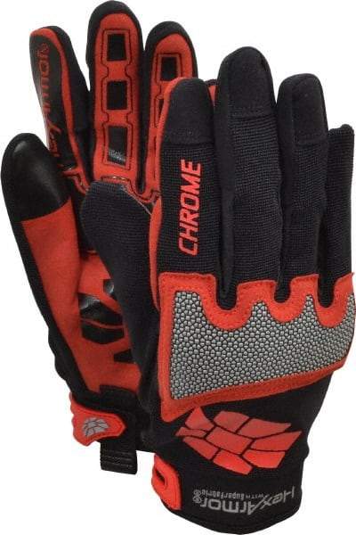 HexArmor - Size L (9), ANSI Cut Lvl A8, Puncture Lvl 2, Synthetic Leather Cut Resistant Gloves - Hook & Loop Cuff, Black/Red, Paired - Eagle Tool & Supply