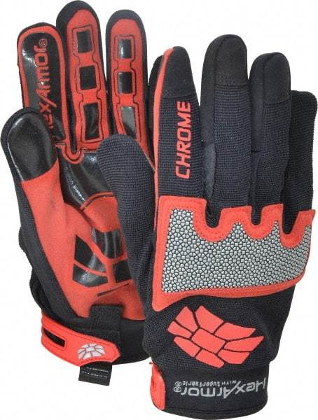 HexArmor - Size M (8), ANSI Cut Lvl A8, Puncture Lvl 2, Synthetic Leather Cut Resistant Gloves - Hook & Loop Cuff, Black/Red, Paired - Eagle Tool & Supply