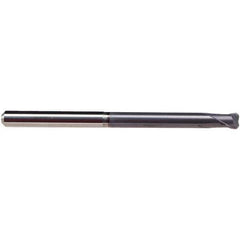 Emuge - 4mm Diam, 4mm LOC, 2 Flute Solid Carbide Roughing & Finishing End Mill - TiAlN Finish, 80mm OAL, 6mm Shank Diam, Cylindrical Shank, 30° Helix, Extra Long Length - Eagle Tool & Supply