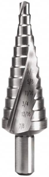 Hertel - 12 Hole Sizes, 3/16 to 7/8" Hole Diam High Speed Steel Step Drill Bit - Eagle Tool & Supply
