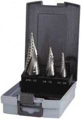 Hertel - 1/8 to 3/4", 118° Point, Bright Finish, High Speed Steel Step Drill Bit Set - Eagle Tool & Supply