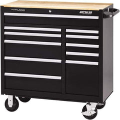 Waterloo - 11 Drawer 3,500 Lb Capacity Steel Tool Roller Cabinet - 41-1/4" Wide x 42-1/4" High x 18" Deep, Ball Bearing Drawer Slides, Black - Eagle Tool & Supply