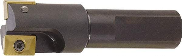 Kyocera - 1" Cut Diam, 0.6" Max Depth of Cut, 1" Shank Diam, 3.78" OAL, Indexable Square Shoulder End Mill - XPMT15T3\x85 Inserts, Flatted Shank, 90° Lead Angle, Series EM - Eagle Tool & Supply